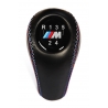 Gear Shift Knob For BMW M Sport Tri Color ///M stitched 5 Speed Manual Transmission Genuine Leather Shifter Lever Push-in Type