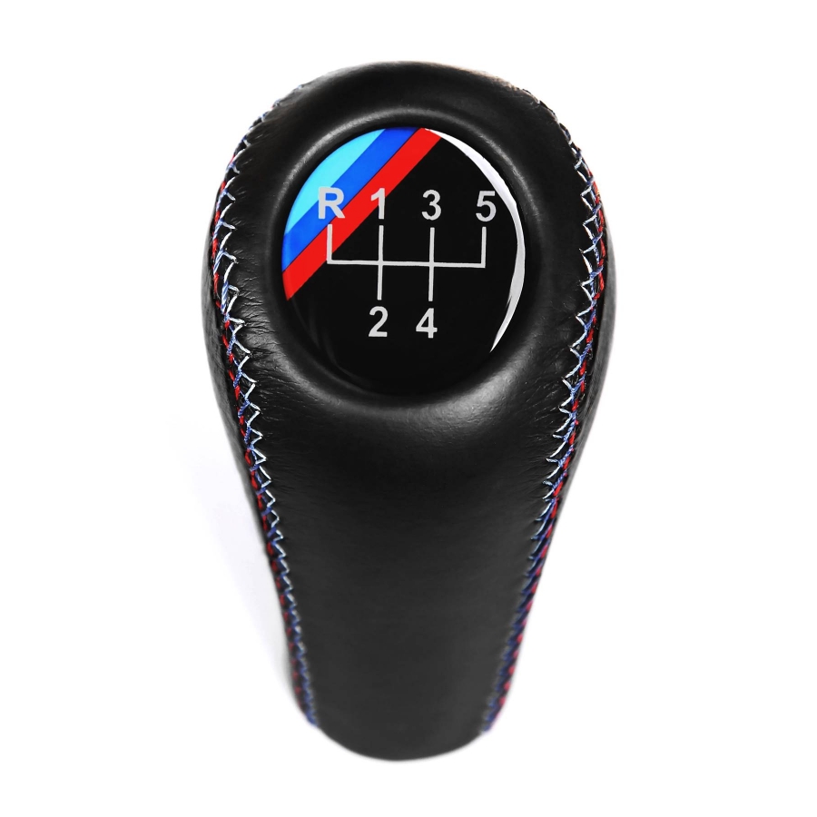 BMW M Technic Tri Color ///M stitched Leather Gear Shift Knob Stick 5 Speed Manual Transmission Shifter Lever