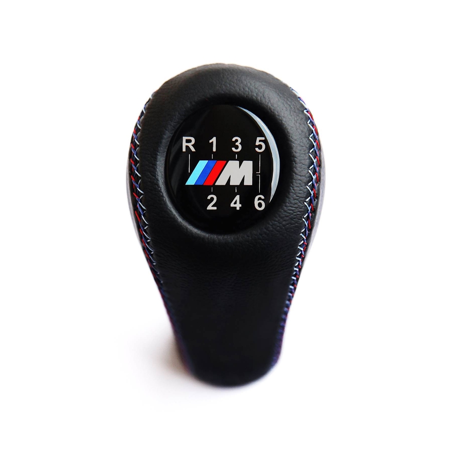 BMW M Sport Tri Color ///M stitched Leather Gear Shift Knob Stick 6 Speed Manual Transmission Shifter Lever