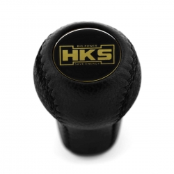 Nissan HKS Vintage Logo Genuine Leather Short Shift Gear Knob Speed Manual Transmission Shifter Lever Screw-On TypeM10xP1.25