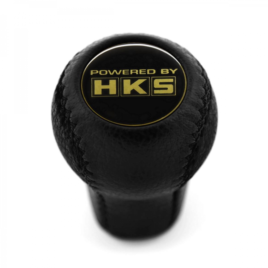 Nissan HKS Vintage Logo Genuine Leather Short Shift Gear Knob 5 6 Speed Manual Transmission Shifter Lever Screw-On Type M10x1.25