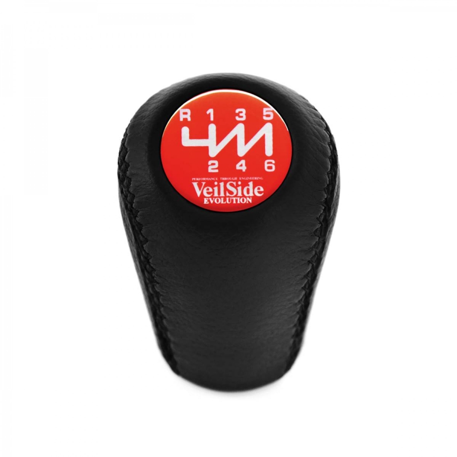 Mitsubishi VeilSide Leather Shift Knob 6 Speed Pull-UP Reverse Lockout Manual Transmission Shifter Lever M10x1.25 Screw-On Type