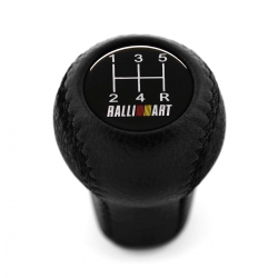 Mitsubishi Ralliart Genuine Leather Short Shift Knob 5 Speed Manual Transmission Gear Shifter Lever M10x1.25 Screw-On Type
