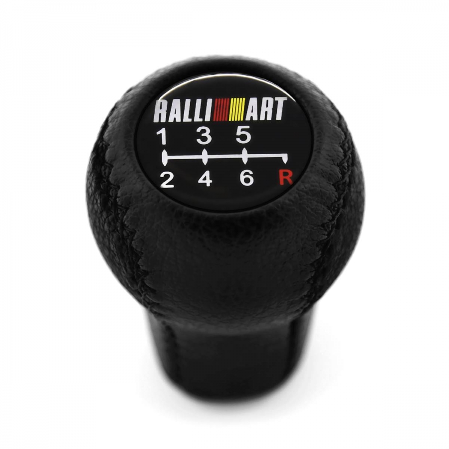 Mitsubishi Evo Ralliart Shift Knob 6 Speed MT Pull-UP Reverse Lockout Genuine Leather Gear Shifter Lever Screw-On Type M10x1.25