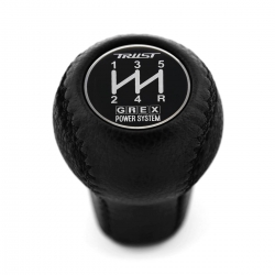 Mitsubishi Trust Grex Blue Emblem Leather Screw-On Type Short Shift Knob 5 Speed Manual Transmission Gear Shifter Lever M10x1.25