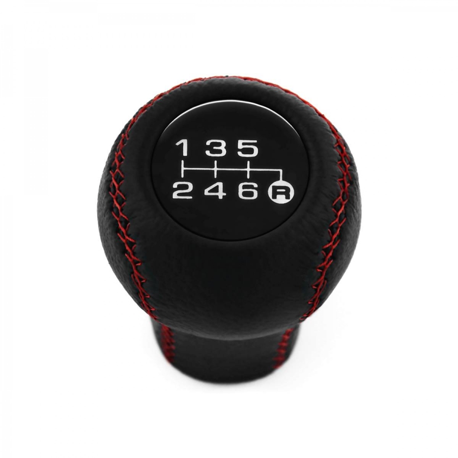 Mitsubishi Shift Knob 6 Speed MT Pull-UP Reverse Lockout Genuine Leather Red Stitched Gear Shifter Lever Screw-On Type M10x1.25