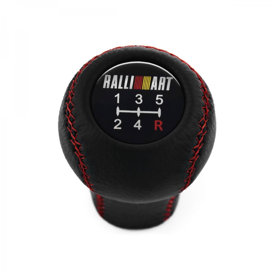 Mitsubishi Ralliart Genuine Black Leather Short Shift Knob 5 Speed Manual Transmission Gear Shifter Lever Screw-On Type M10x1.25