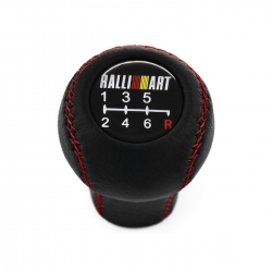 Mitsubishi Ralliart Shift Knob 6 Speed MT Pull-UP Reverse Lockout Real Leather Red Stitched Shifter Lever Screw-On Type M10x1.25