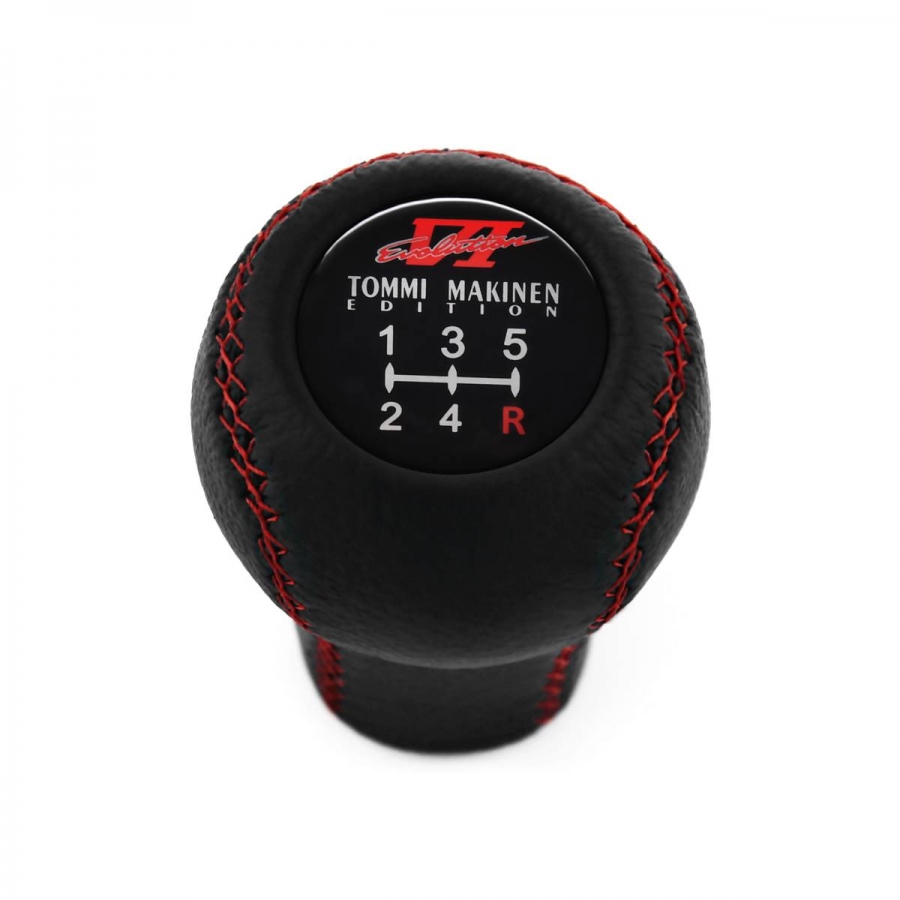 Mitsubishi Evo Vl Tommi Makinen Edition Real Leather Red Stitch Screw-On Type Short Shift Knob 5 Speed MT Shifter Lever M10x1.25