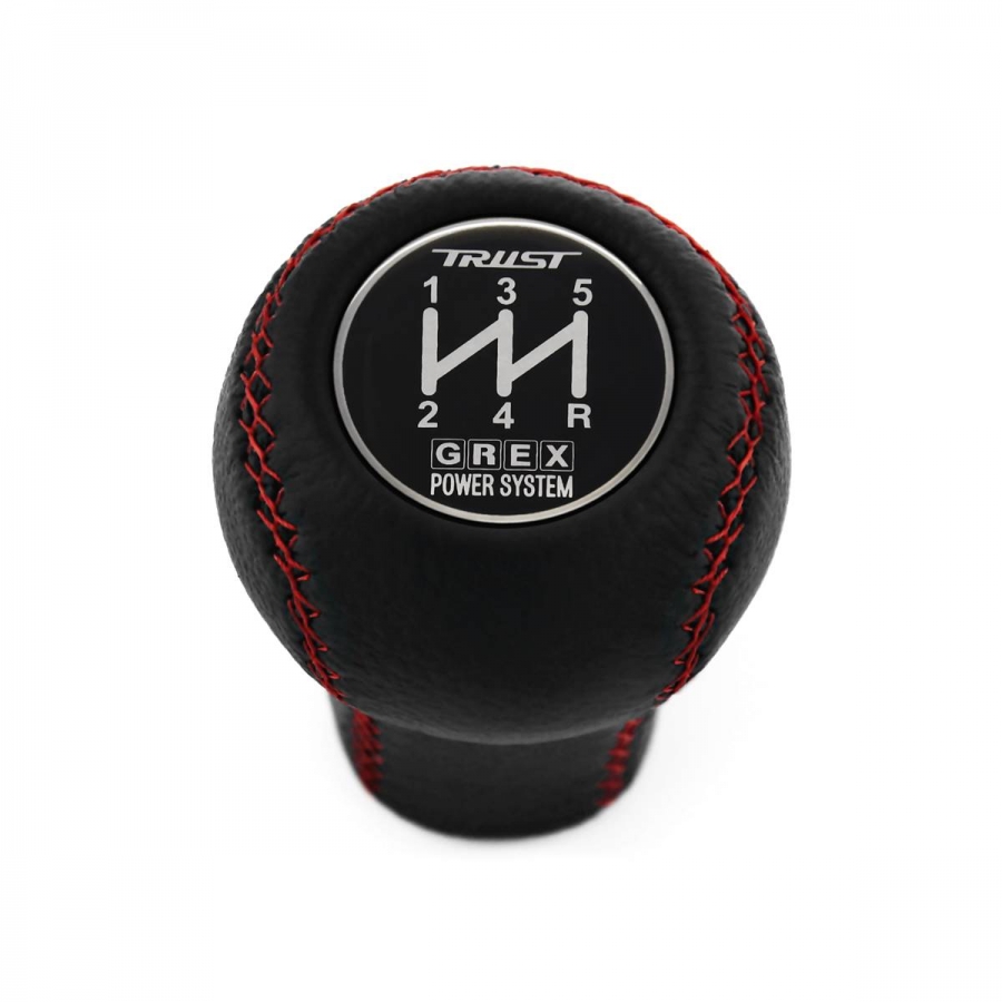 Mitsubishi Trust Grex Black Real Leather Short Shift Knob 5 Speed Manual Transmission Gear Shifter Lever Screw-On Type M10x1.25