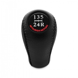 Mitsubishi Motors Genuine Black Leather Shift Knob 4 5 Speed MT Gear Stick Shifter Lever M10x1.25 Screw-On Type