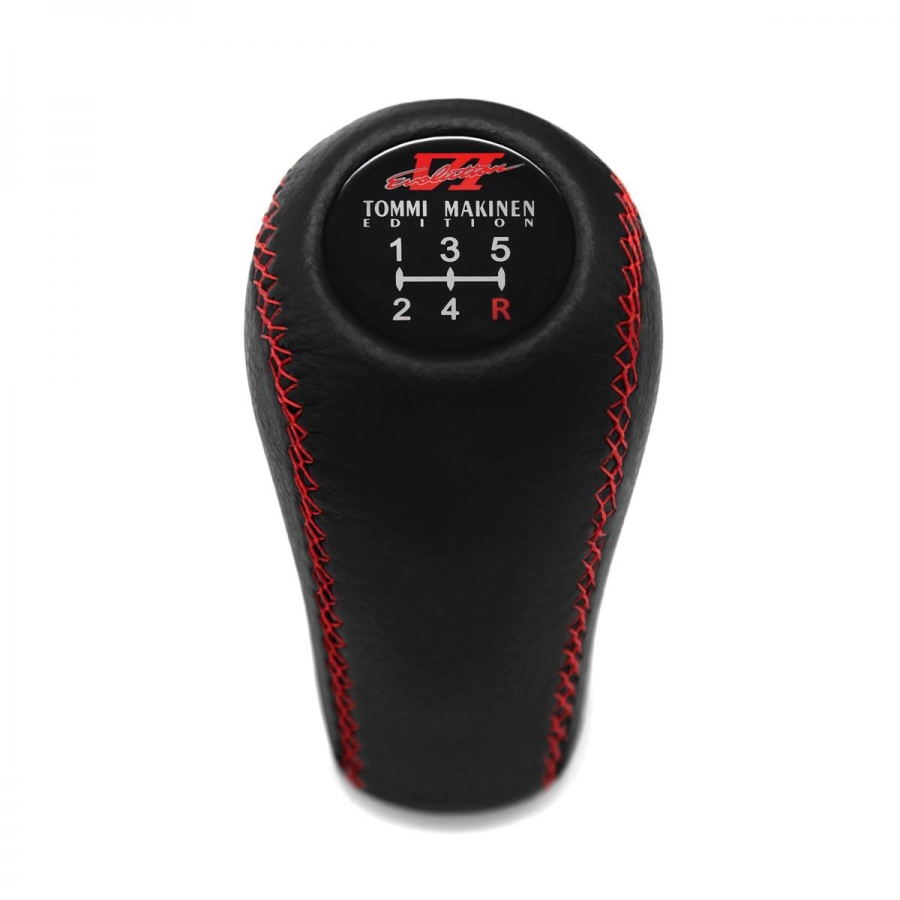 Mitsubishi Evo Vl Tommi Makinen Edition Real Leather Red Stitch Gear Shift Knob 5 Speed MT Shifter Lever Screw-On Type M10x1.25