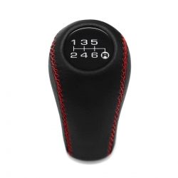 Mitsubishi Shift Knob 6 Speed MT Pull-UP Reverse Lockout Genuine Leather Red Stitched Gear Shifter Lever Screw-On Type M10x1.25