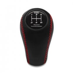 Mitsubishi HKS Black Genuine Leather Red Stitched Shift Knob 5 Speed MT Shifter Lever Screw-On Type M10x1.25