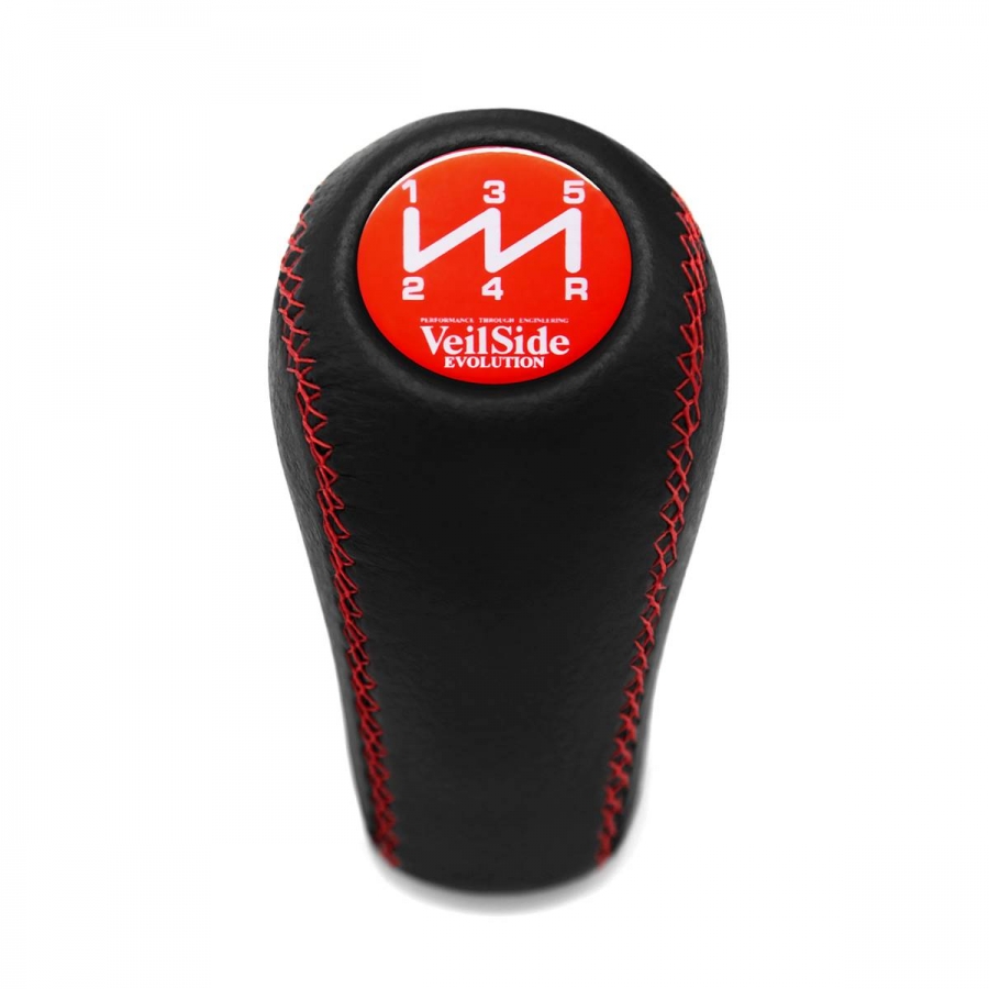 Mitsubishi VeilSide Evolution Red Real Leather Gear Shift Knob 5 Speed Manual Transmission Shifter Lever Screw-On Type 10x1.25