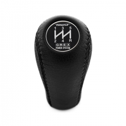 Nissan Trust Grex Black Emblem Genuine Leather Gear Stick Shift Knob 5 Speed MT Shifter Lever Screw-On Type M10x1.25