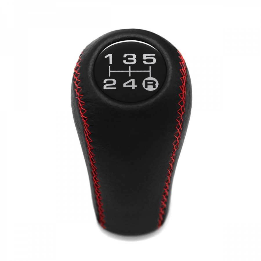 Nissan Gear Stick Shift Knob 5 Speed Manual Transmission Genuine Leather Red Stitched Shifter Lever Screw-On Type M10x1.25
