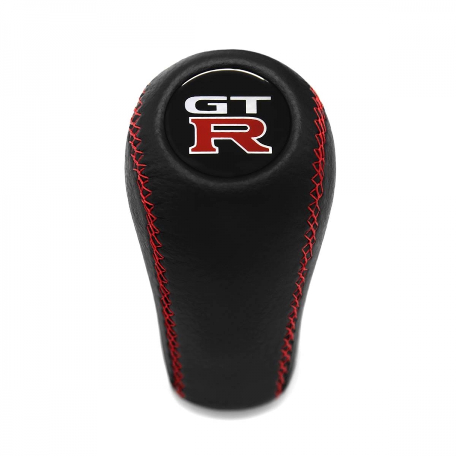 Nissan Nismo GT-R Real Leather Red Stitched Gear Shift Knob 5 & 6 Speed Manual Transmission Shifter Lever Screw-On Type M10x1.25