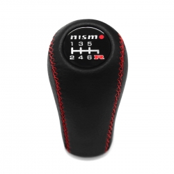 Nissan Gear Stick Shift Knob 6 Speed Manual Transmission Genuine Leather Red Stitched Shifter Lever Screw-On Type M10x1.25