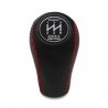 Nissan Trust Grex Black Emblem Genuine Leather Red Stitch Gear Shift Knob 5 Speed MT Shifter Lever Screw-On Type M10x1.25