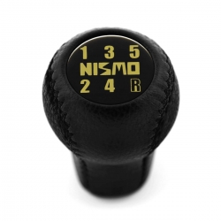 Nissan Nismo Vintage Emblem Real Leather Short Shift Knob 5 Speed Manual Transmission Gear Shifter Lever Screw-On Type M10x1.25