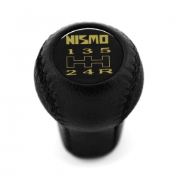 Nissan Nismo Vintage Emblem Genuine Leather Short Shift Knob 5 Speed Manual Gearbox Gear Shifter Lever Screw-On Type M10x1.25