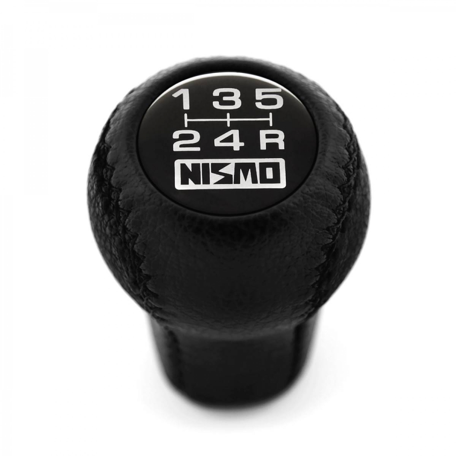 Nissan Nismo Vintage Emblem Shift Knob 5 Speed Manual Transmission Genuine Leather Gear Shifter Lever Screw-On Type M10x1.25