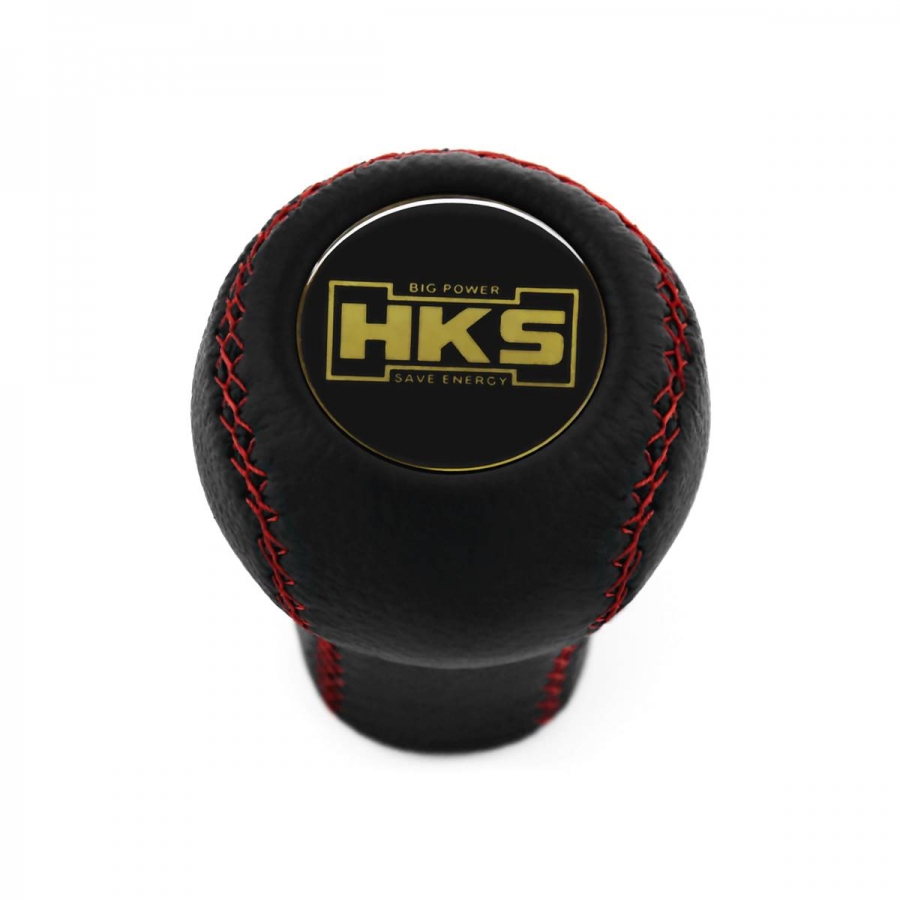 Nissan HKS Short Shift Knob 5 & 6 Speed Genuine Leather Red Stitched Manual Gearbox Gear Shifter Lever Screw-On Type M10x1.25