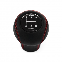 Nissan HKS Black Genuine Leather Red Stitched Short Shift Knob 5 Speed Manual Gearbox Gear Shifter Lever Screw-On Type M10x1.25