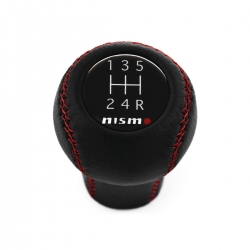 Nissan Greddy Short Shift Knob 5 Speed Manual Transmission Genuine Leather Red Stithed Gear Shifter Lever Screw-On Type M10x1.25