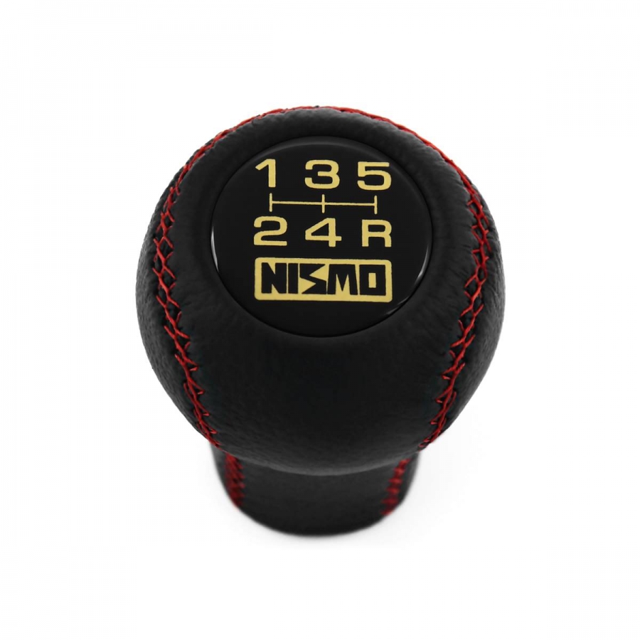 Nissan Nismo Vintage Style Shift Knob 5 Speed Manual Gearboc Genuine Leather Red Stith Gear Shifter Lever Screw-On Type M10x1.25