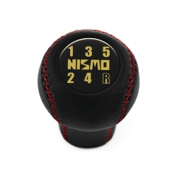 Nissan Nismo Vintage Style Shift Knob 5 Speed Manual Gearboc Genuine Leather Red Stith Gear Shifter Lever Screw-On Type M10x1.25
