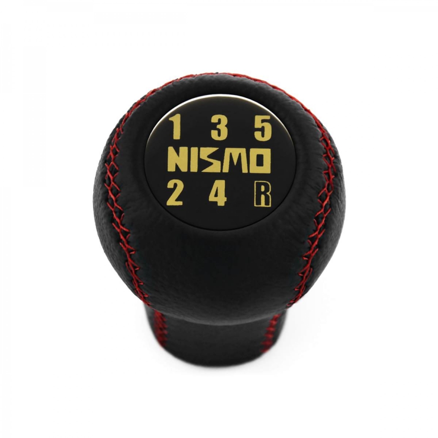 Nissan Nismo Vintage Style Shift Knob 5 Speed Manual Gearboc Genuine Leather Red Stith Gear Shifter Lever Screw-On Type M10x1.25