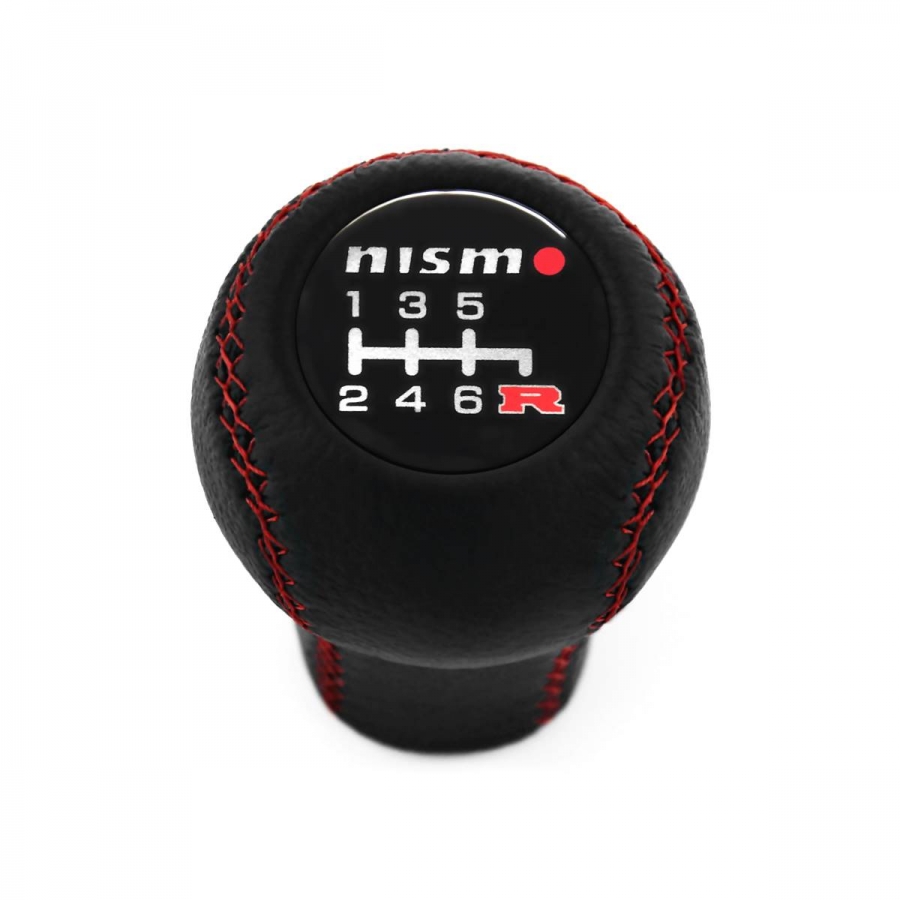 Nissan Nismo Short Shift Knob 6 Speed Manual Transmission Genuine Leather Red Stitched Gear Shifter Lever Screw-On Type M10x1.25