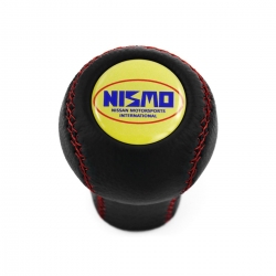 Nissan Nismo Short Shift Knob 5 & 6 Speed Manual Gearbox Genuine Leather Red Stitched Gear Shifter Lever Screw-On Type M10x1.25