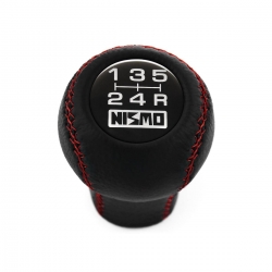 Nissan Nismo Vintage Style Shift Knob 5 Speed Manual Gearboc Genuine Leather Red Stith Gear Shifter Lever Screw-On Type M10x1.25