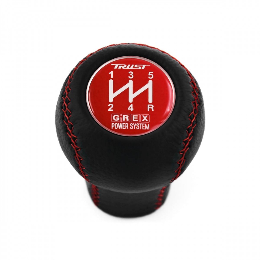 Nissan Trust Grex Black Shift Knob 5 Speed Manual Gearbox Genuine Leather Red Stith Gear Shifter Lever Screw-On Type M10x1.25