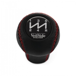 Nissan VeilSide Black Shift Knob 5 Speed Manual Gearbox Genuine Leather Red Stitch Gear Shifter Lever Screw-On Type M10x1.25