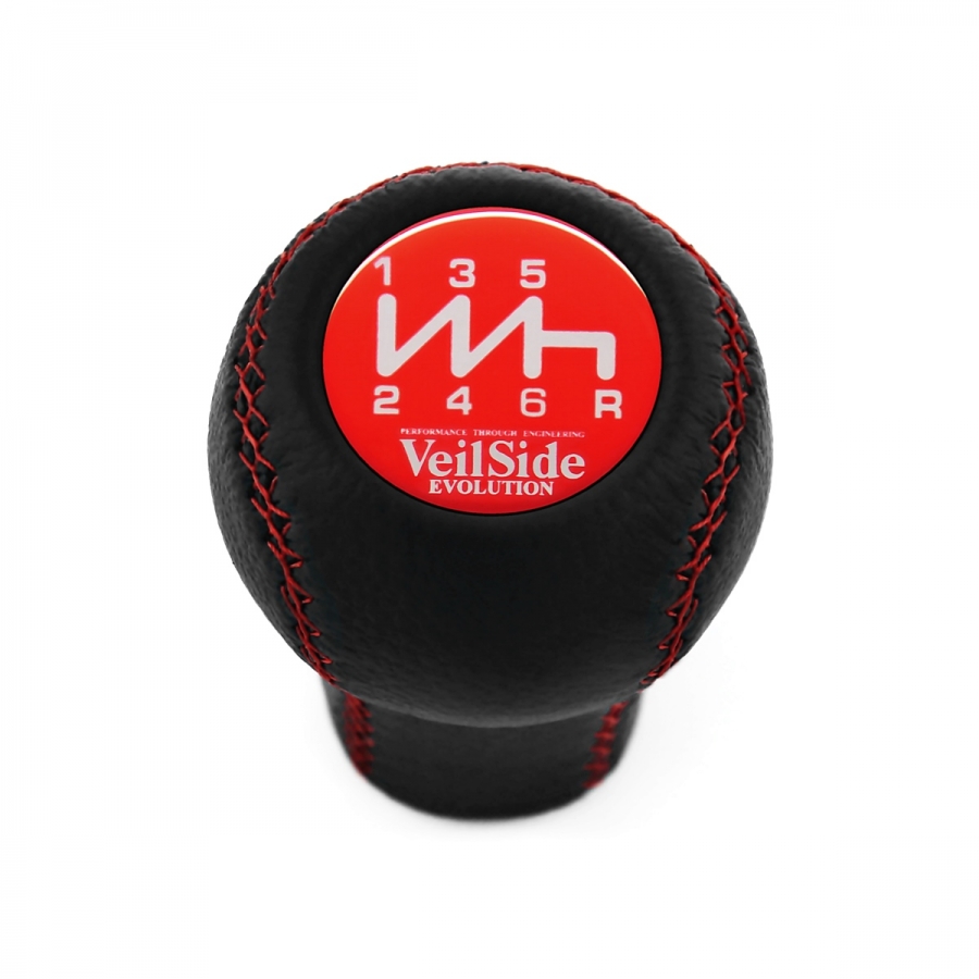 Mitsubishi Veilside Red Stitched Gear Shift Knob 6 Speed MT Pull-UP Reverse Lockout Shifter Lever Screw-On Type M10x1.25