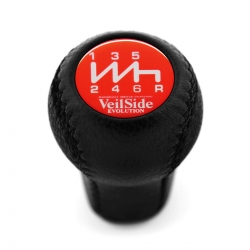 Nissan HKS Red Short Shift Knob 6 Speed Manual Transmission Genuine Leather Gear Shifter Lever Screw-On Type M10x1.25