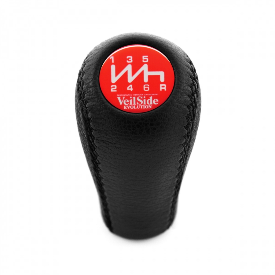 Mitsubishi HKS Red Stitched Leather Shift Knob 6 Speed MT Pull-UP Reverse Lockout Shifter Lever Screw-On Type M10x1.25