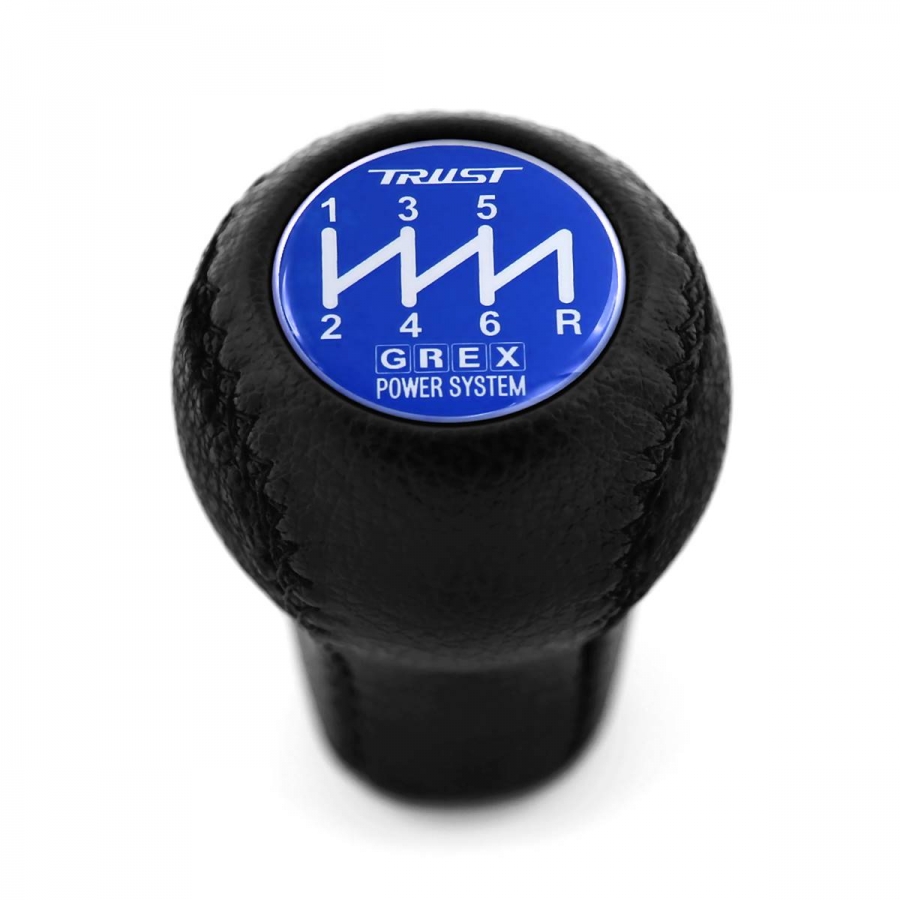 Mazda Trust Grex Blue Emblem Leather Screw-On Type Short Shift Knob 5 Speed Manual Transmission Shifter Lever M10x1.25