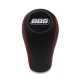 Volkswagen BBS Gear Shift Knob Genuine Leather Red Stitched 4 & 5 Speed Manual Transmission Shifter Lever Screw-On Type M12x1.5