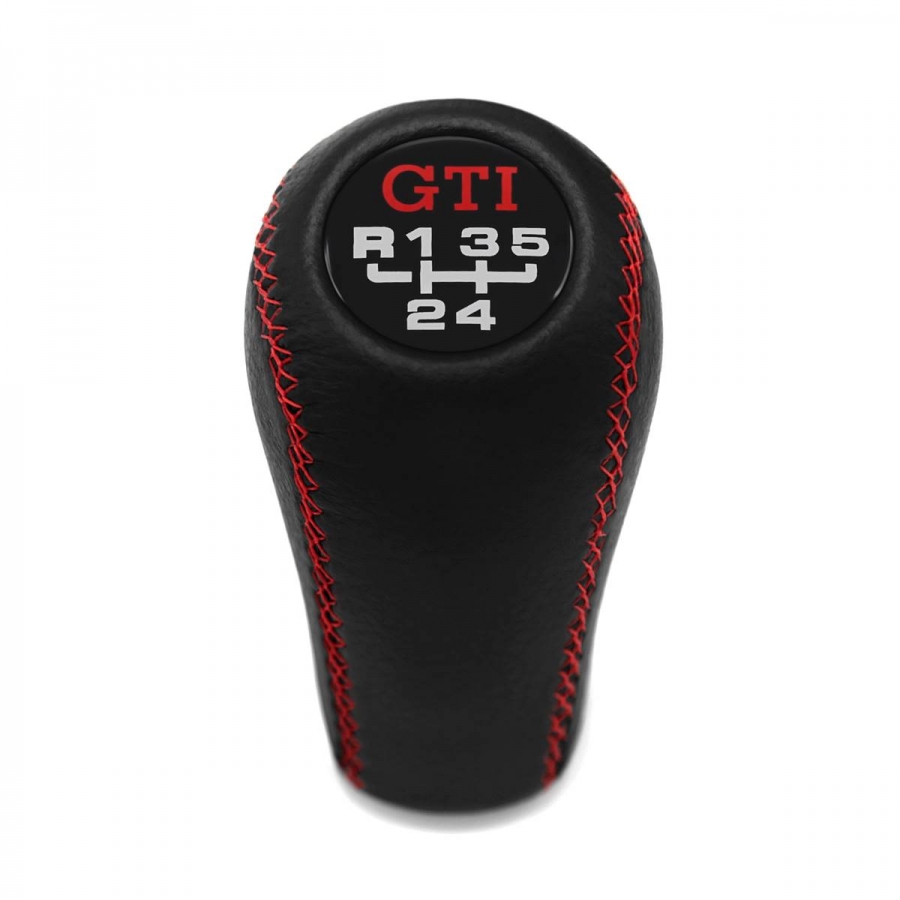 Volkswagen Gti Gear Shift Knob Genuine Leather Red Stitched 5 Speed Manual Transmission Shifter Lever Screw-On Type M12x1.5