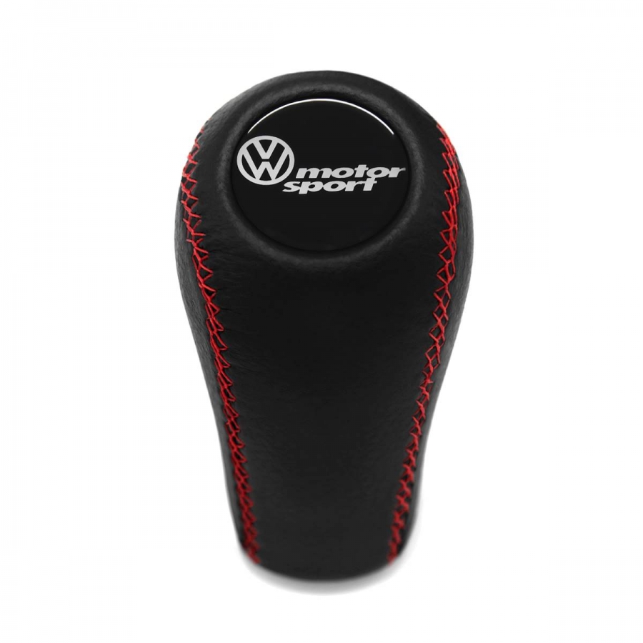 Volkswagen Motorsport Shift Knob Real Leather Red Stitched 4 & 5 Speed Manual Transmission Shifter Lever Screw-On Type M12x1.5
