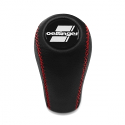Volkswagen Oettinger Shift Knob Genuine Leather Red Stitched 4 & 5 Speed Manual Transmission Shifter Lever Screw-On Type M12x1.5