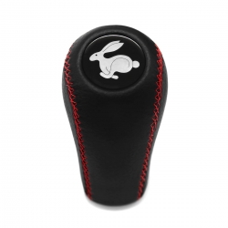 Volkswagen Rabbit Shift Knob Genuine Leather Red Stitched 4 & 5 Speed Manual Transmission Shifter Lever Screw-On Type M12x1.5