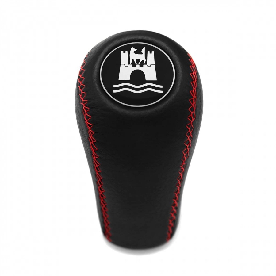 Volkswagen Wolfsburg Edition Leather Shift Knob Red Stitched 4 & 5 Speed Manual Transmission Shifter Lever Screw-On Type M12x1.5