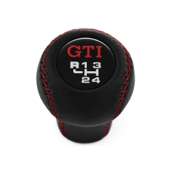 Volkswagen GTi Red Stitched Gear Shift Knob 4 Speed Manual Transmission Genuine Leather Gear Shifter Lever Screw-On Type M12x1.5