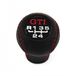 Volkswagen GTi Red Stitched Gear Shift Knob 5 Speed Manual Transmission Genuine Leather Gear Shifter Lever Screw-On Type M12x1.5